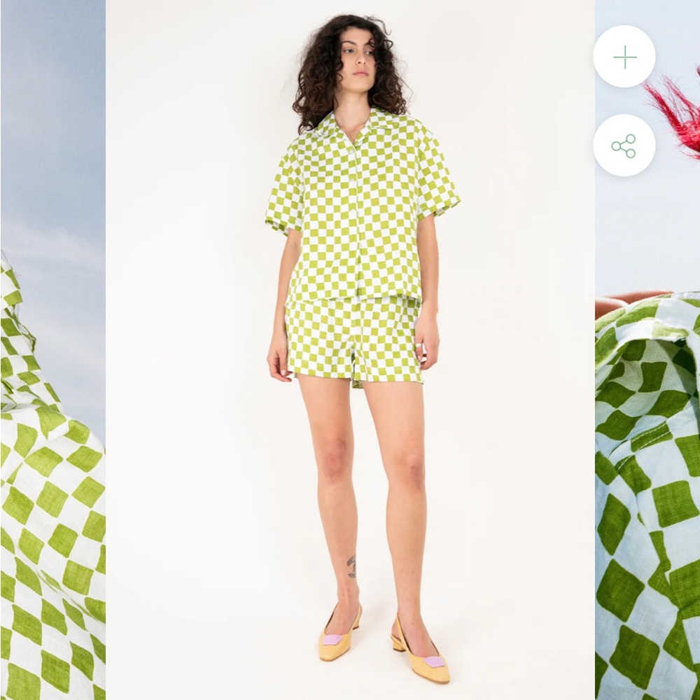 Holiday Pajama Short Set - Olive check